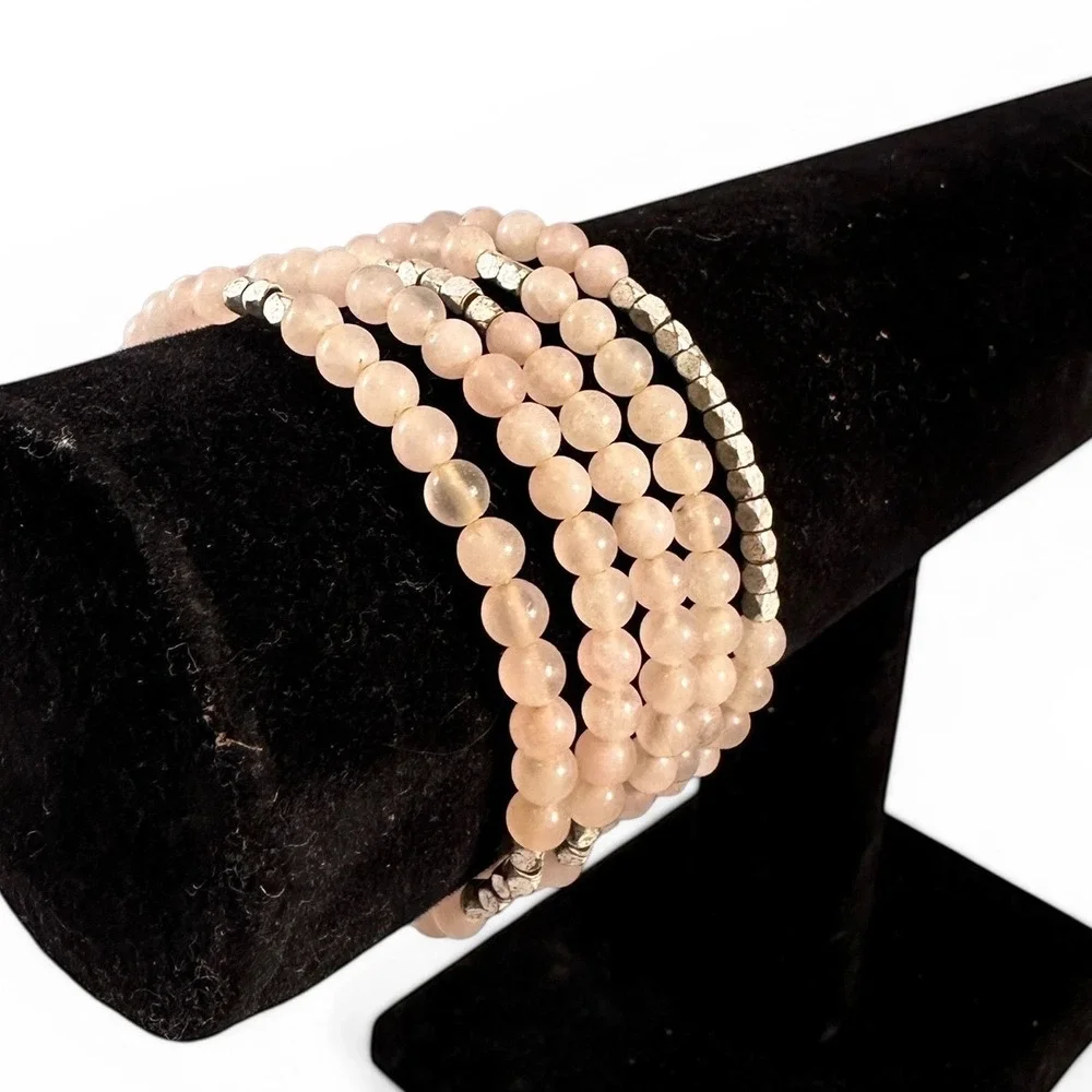 Unbranded Rose Quartz Beaded‎ Bracelet Womens OS Pink Excellent Boho